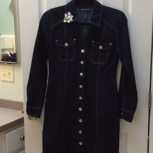 INC navy blue denim dress